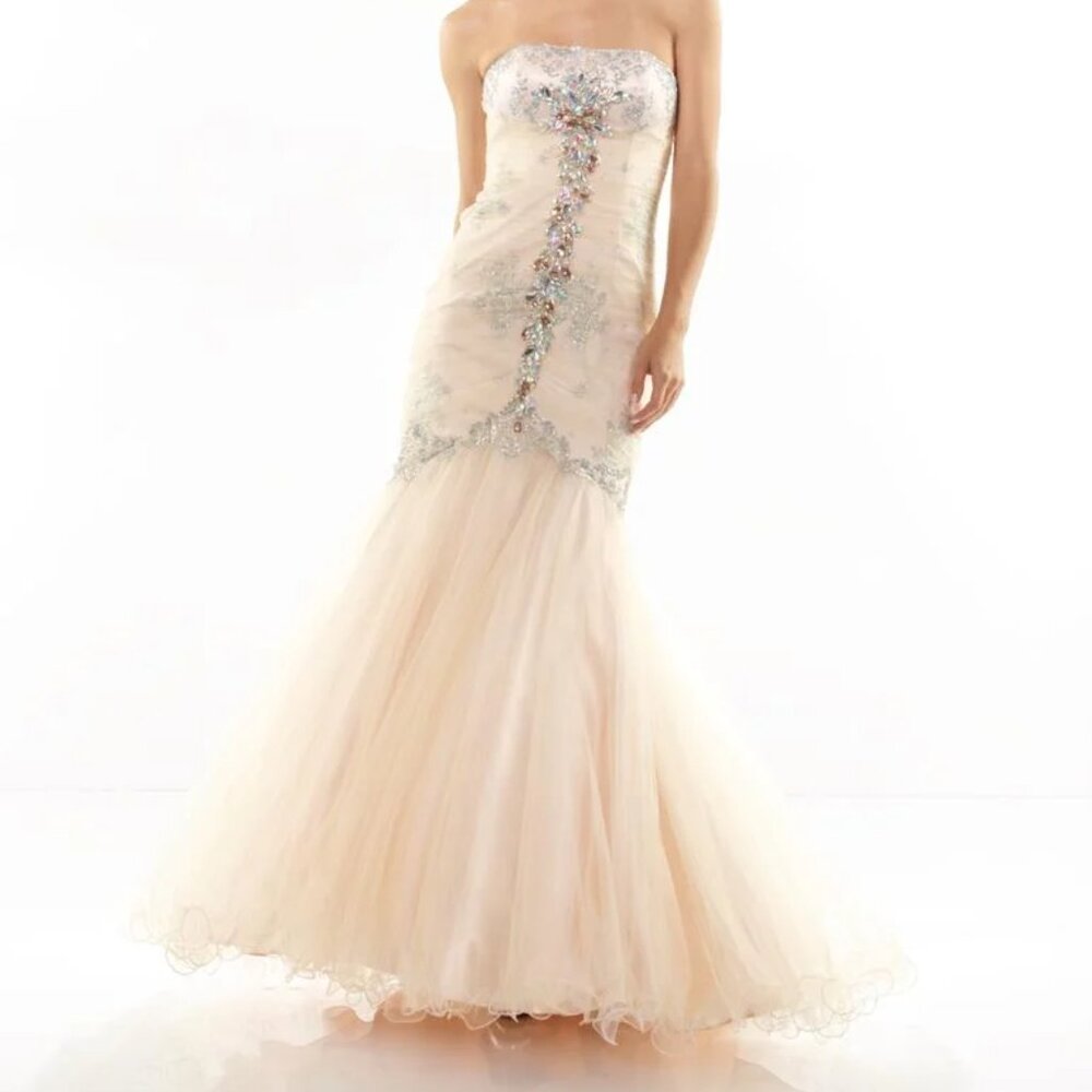Riva Collection R9638 Cream Mermaid 8 Prom Pageant Bridal Formal